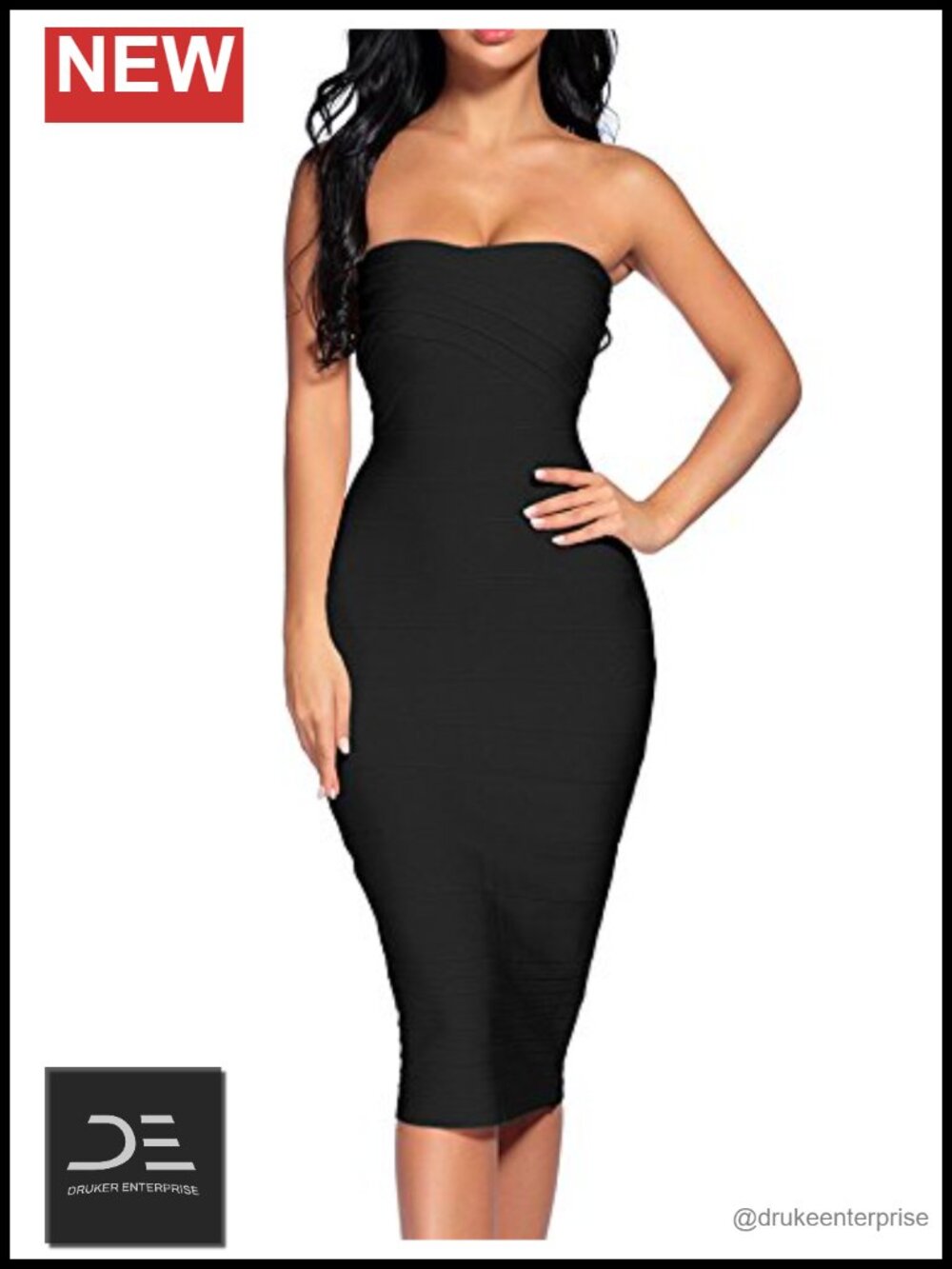 Strapless Bandage Midi Bodycon Dress